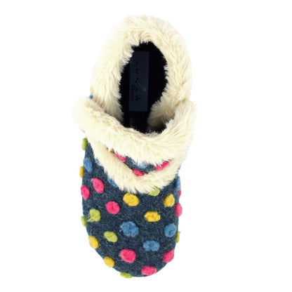 Navy - Close up - Lunar Womens-Ladies Latte Slipper Boots