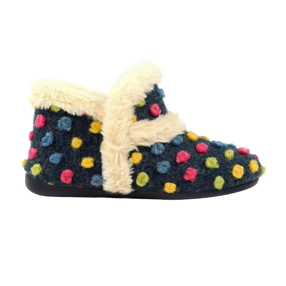 Navy - Side - Lunar Womens-Ladies Latte Slipper Boots