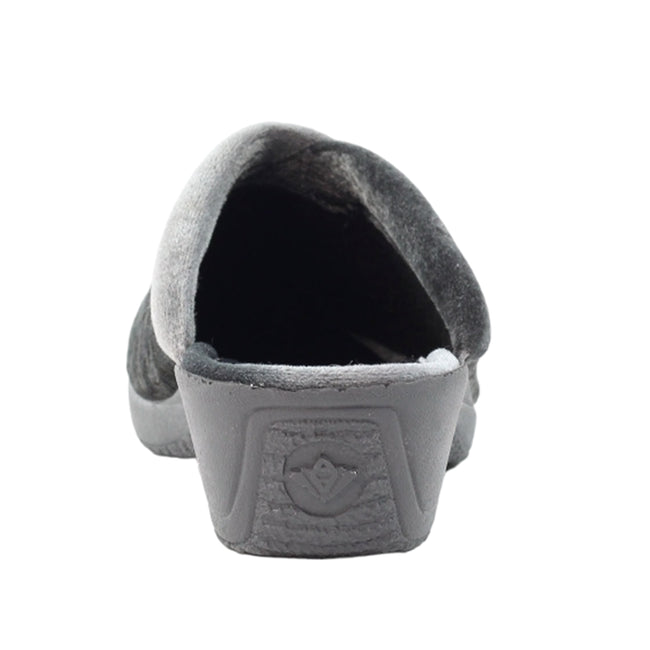 Grey - Back - Lunar Womens-Ladies Amaretto Mule Slippers