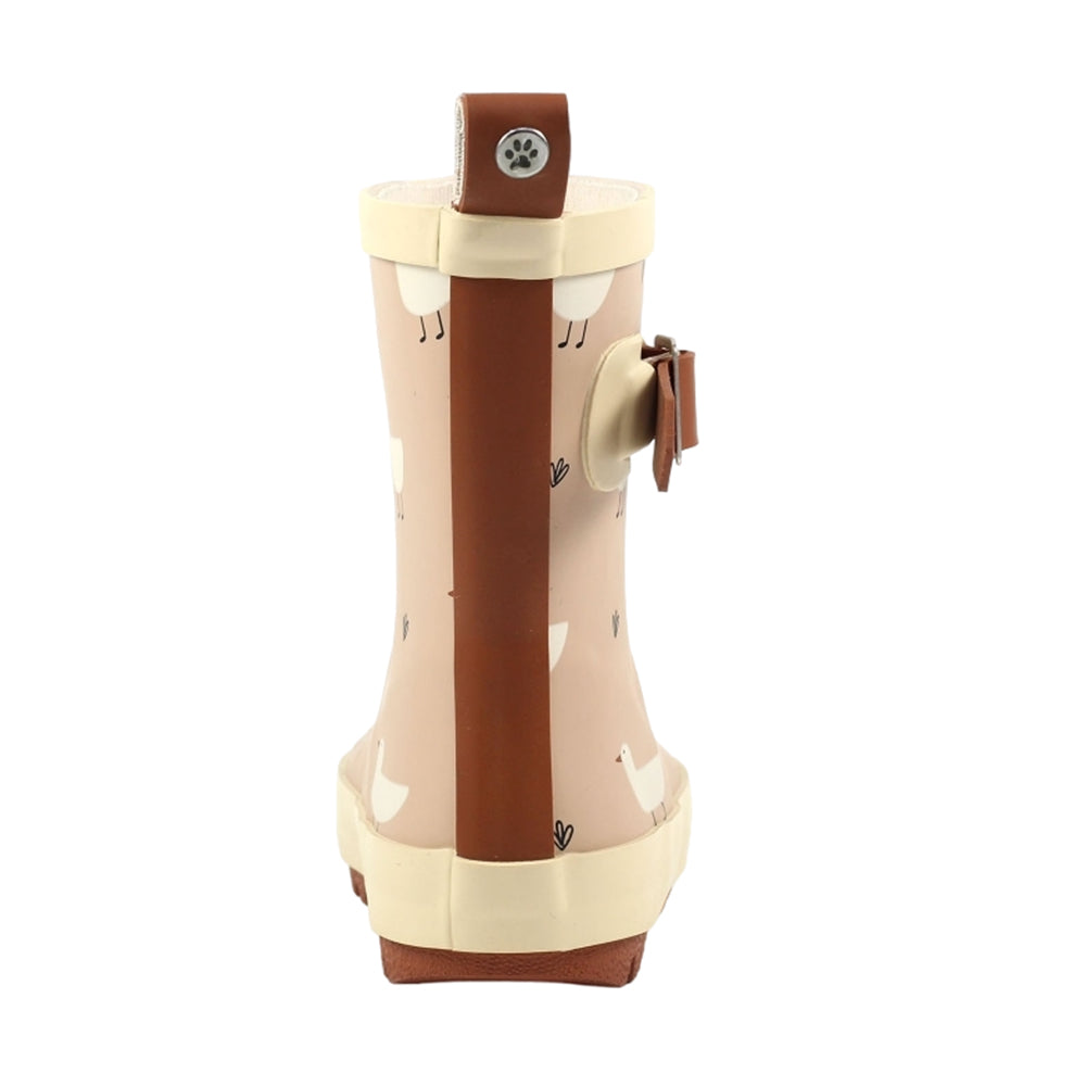 Beige - Back - Lazy Dogz Childrens-Kids Downy Wellington Boots