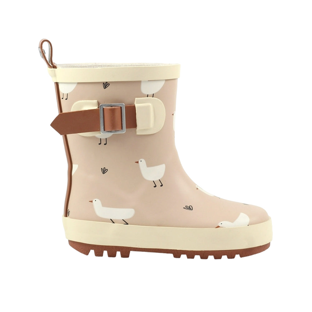 Beige - Side - Lazy Dogz Childrens-Kids Downy Wellington Boots