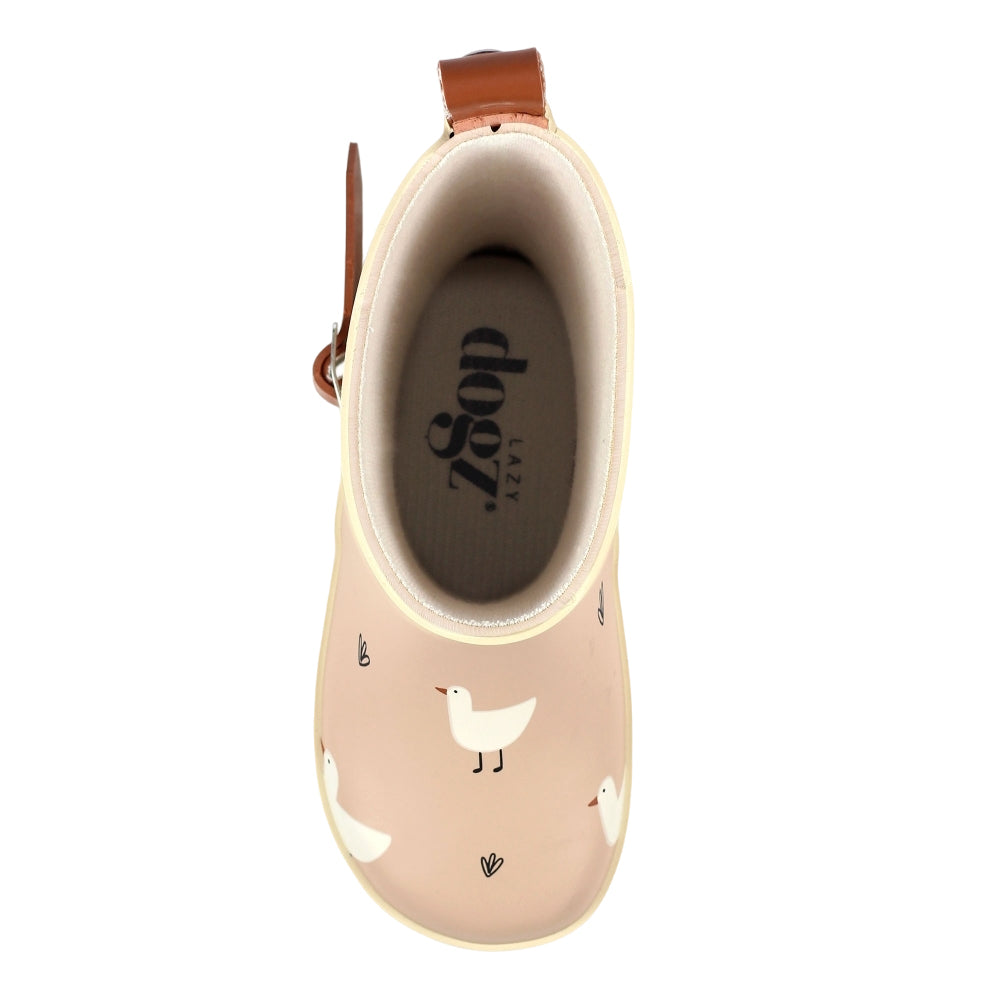 Beige - Pack Shot - Lazy Dogz Childrens-Kids Downy Wellington Boots