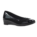 Black - Front - Lunar Womens-Ladies Faux Leather Wedge Shoes