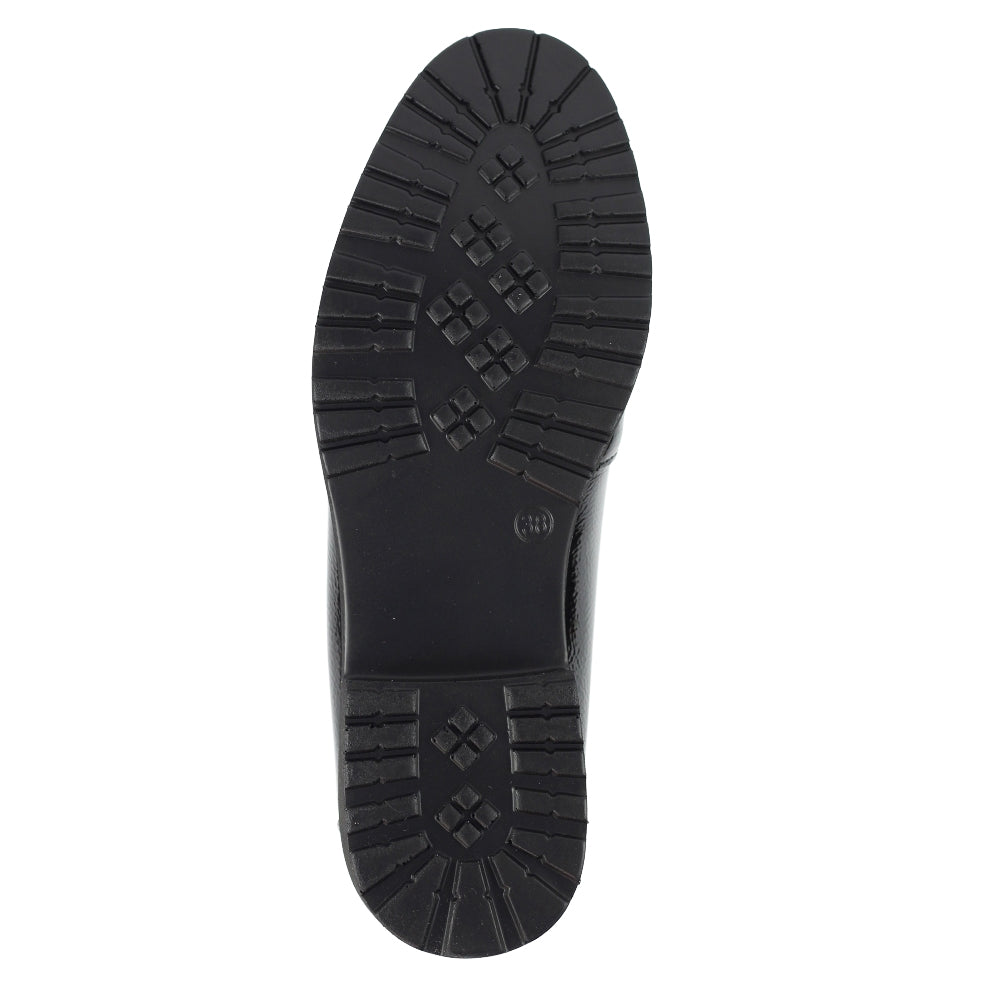 Black - Close up - Lunar Womens-Ladies Vivi Patent Faux Leather Loafers
