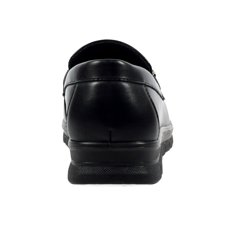 Black - Back - Lunar Womens-Ladies Salma Faux Leather Wedge Shoes