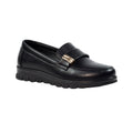 Black - Front - Lunar Womens-Ladies Salma Faux Leather Wedge Shoes