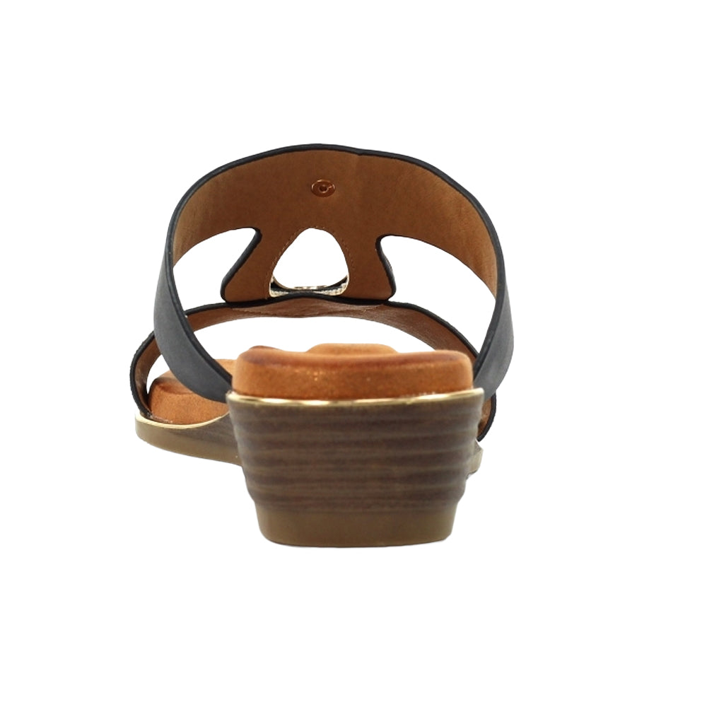 Black-Brown - Back - Lunar Womens-Ladies Paradise Mule Sandals