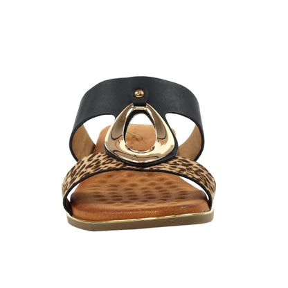 Black-Brown - Pack Shot - Lunar Womens-Ladies Paradise Mule Sandals