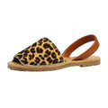 Brown-Beige - Side - Lunar Womens-Ladies Azura Leopard Print Leather Sandals