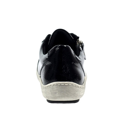Black - Back - Lunar Womens-Ladies Napier Patent Faux Leather Shoes