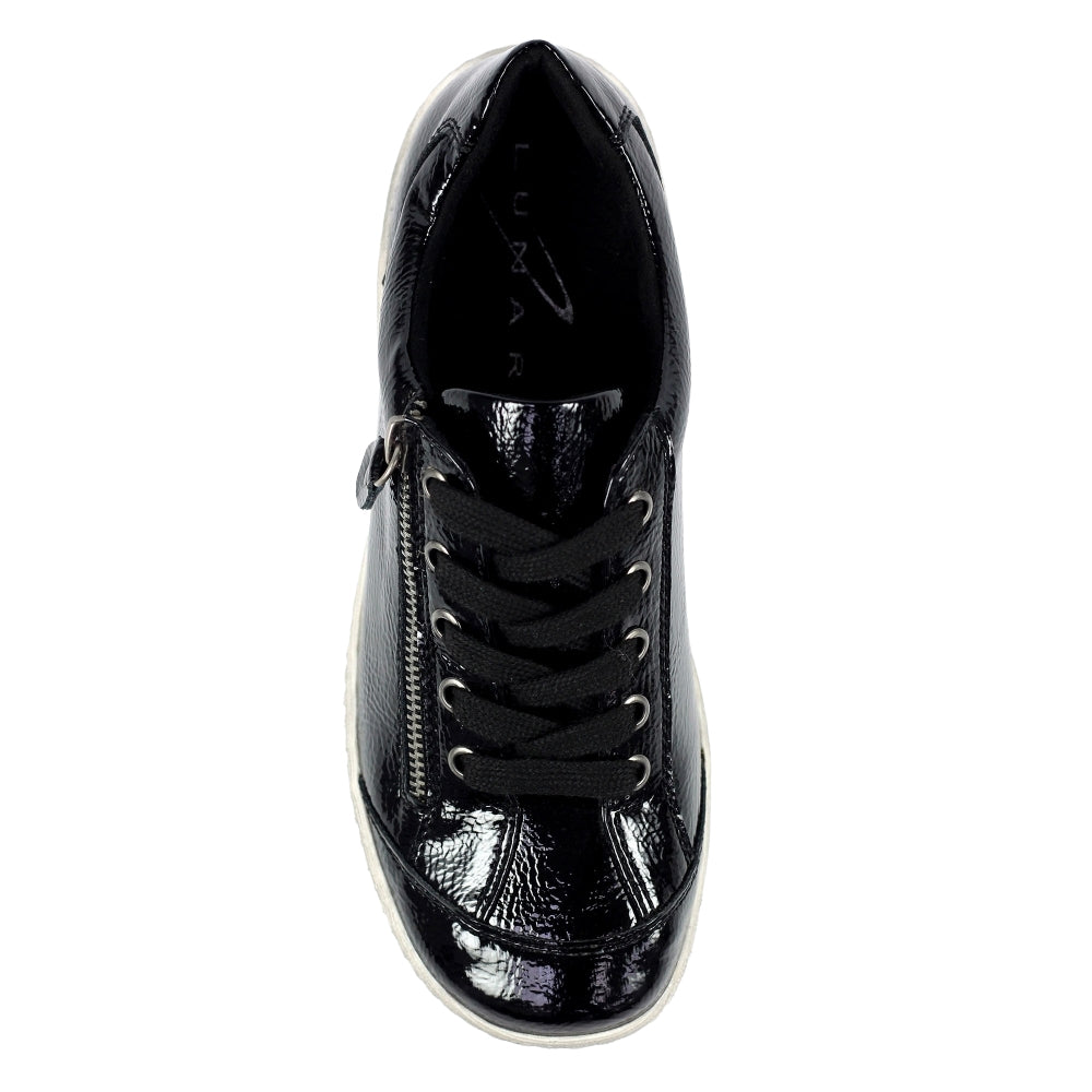 Black - Pack Shot - Lunar Womens-Ladies Napier Patent Faux Leather Shoes