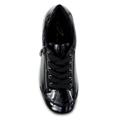 Black - Pack Shot - Lunar Womens-Ladies Napier Patent Faux Leather Shoes