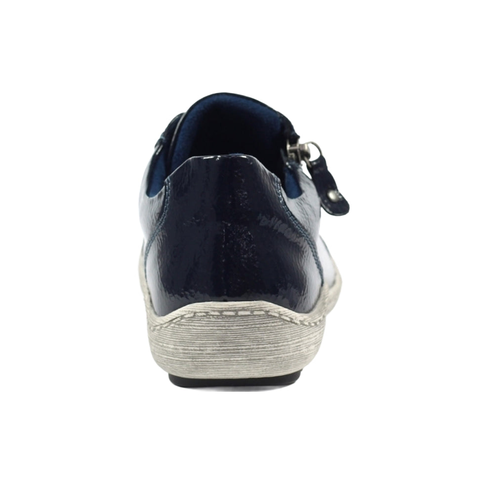 Navy - Back - Lunar Womens-Ladies Napier Patent Faux Leather Shoes