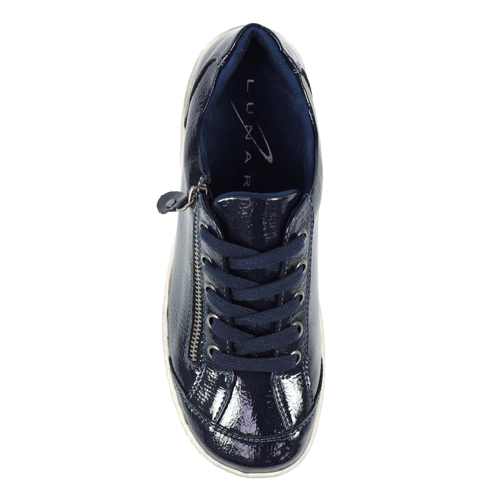 Navy - Lifestyle - Lunar Womens-Ladies Napier Patent Faux Leather Shoes