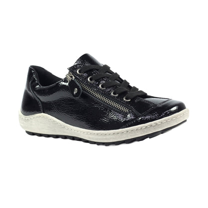 Black - Front - Lunar Womens-Ladies Napier Patent Faux Leather Shoes