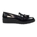 Black - Front - Lunar Womens-Ladies Vella Patent Faux Leather Loafers