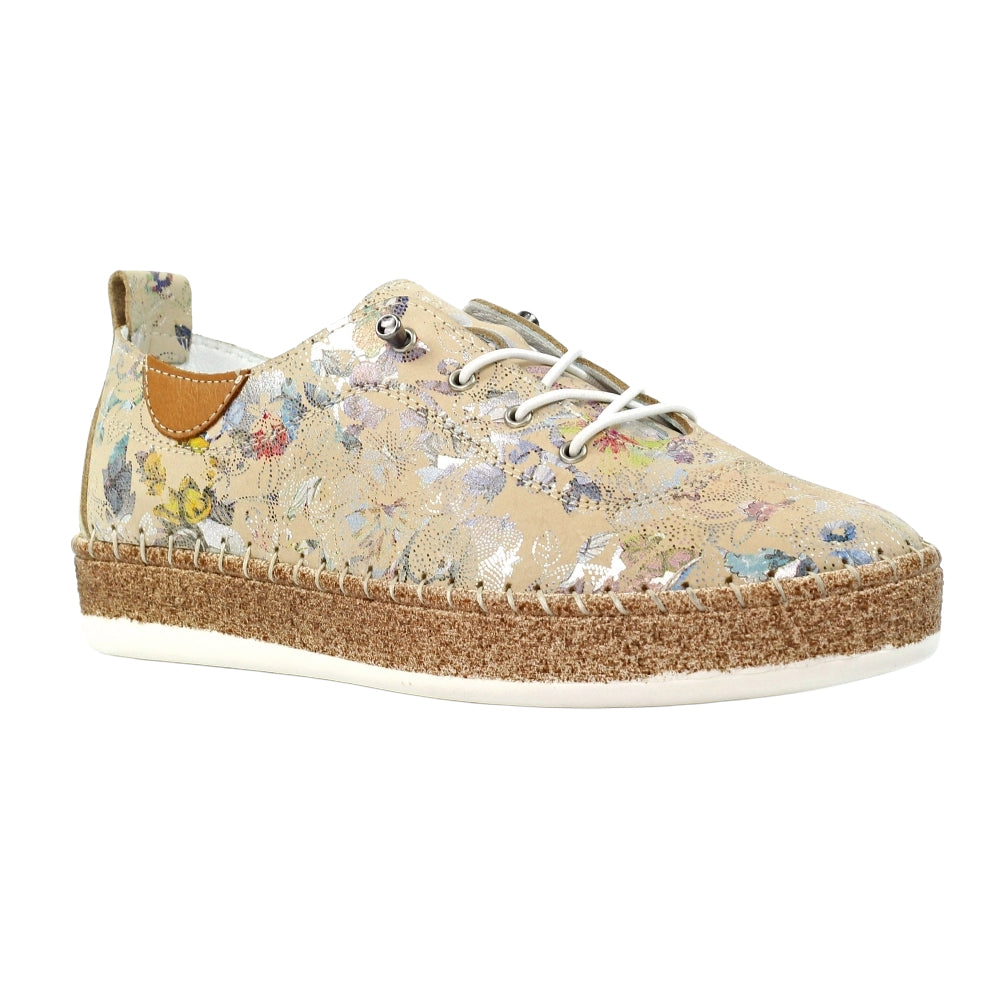 Cream - Front - Lunar Womens-Ladies Iva Leather Plimsolls