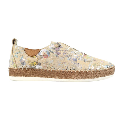 Cream - Side - Lunar Womens-Ladies Iva Leather Plimsolls