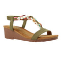 Khaki Green - Front - Lunar Womens-Ladies Clemont Sandals