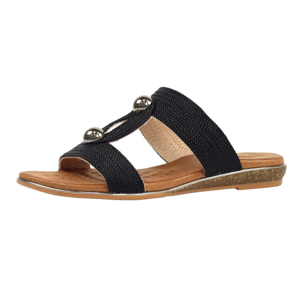 Black - Side - Lunar Womens-Ladies Callow II Mule Sandals