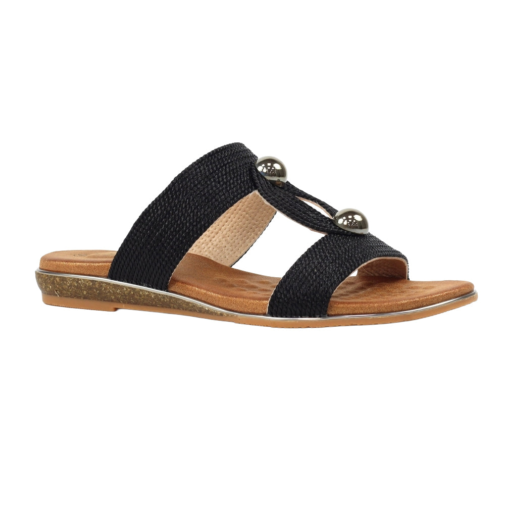 Black - Front - Lunar Womens-Ladies Callow II Mule Sandals