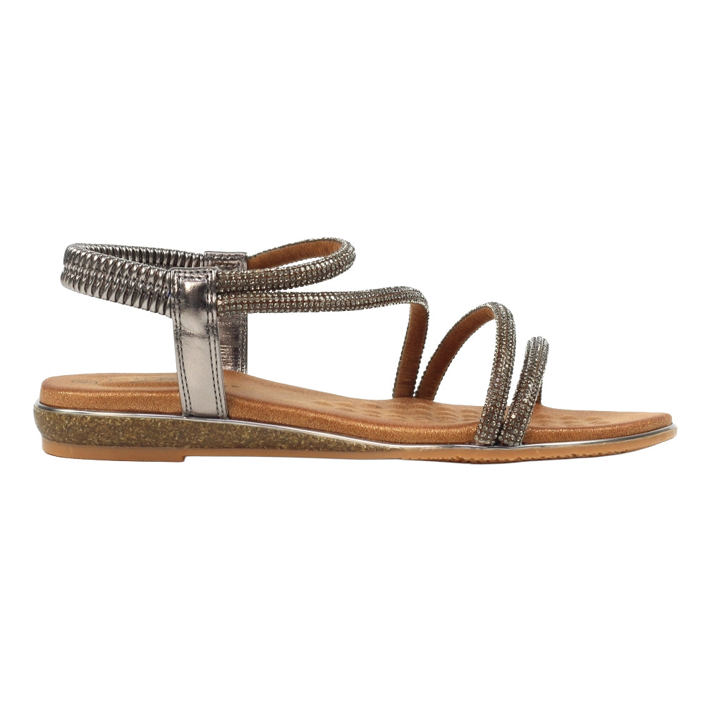 Grey - Side - Lunar Womens-Ladies Cortez Sandals