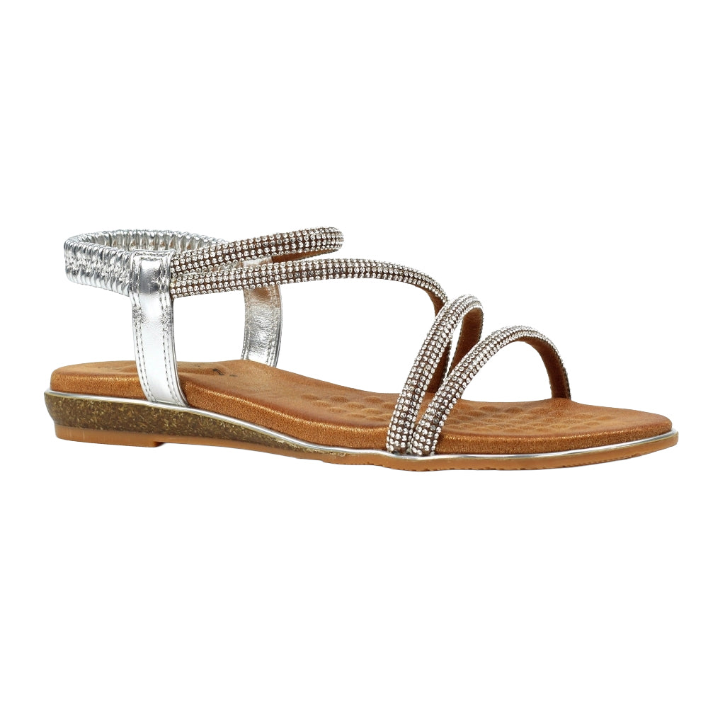 Silver - Front - Lunar Womens-Ladies Cortez Sandals
