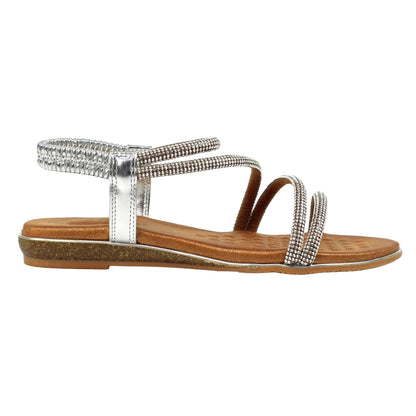 Silver - Side - Lunar Womens-Ladies Cortez Sandals