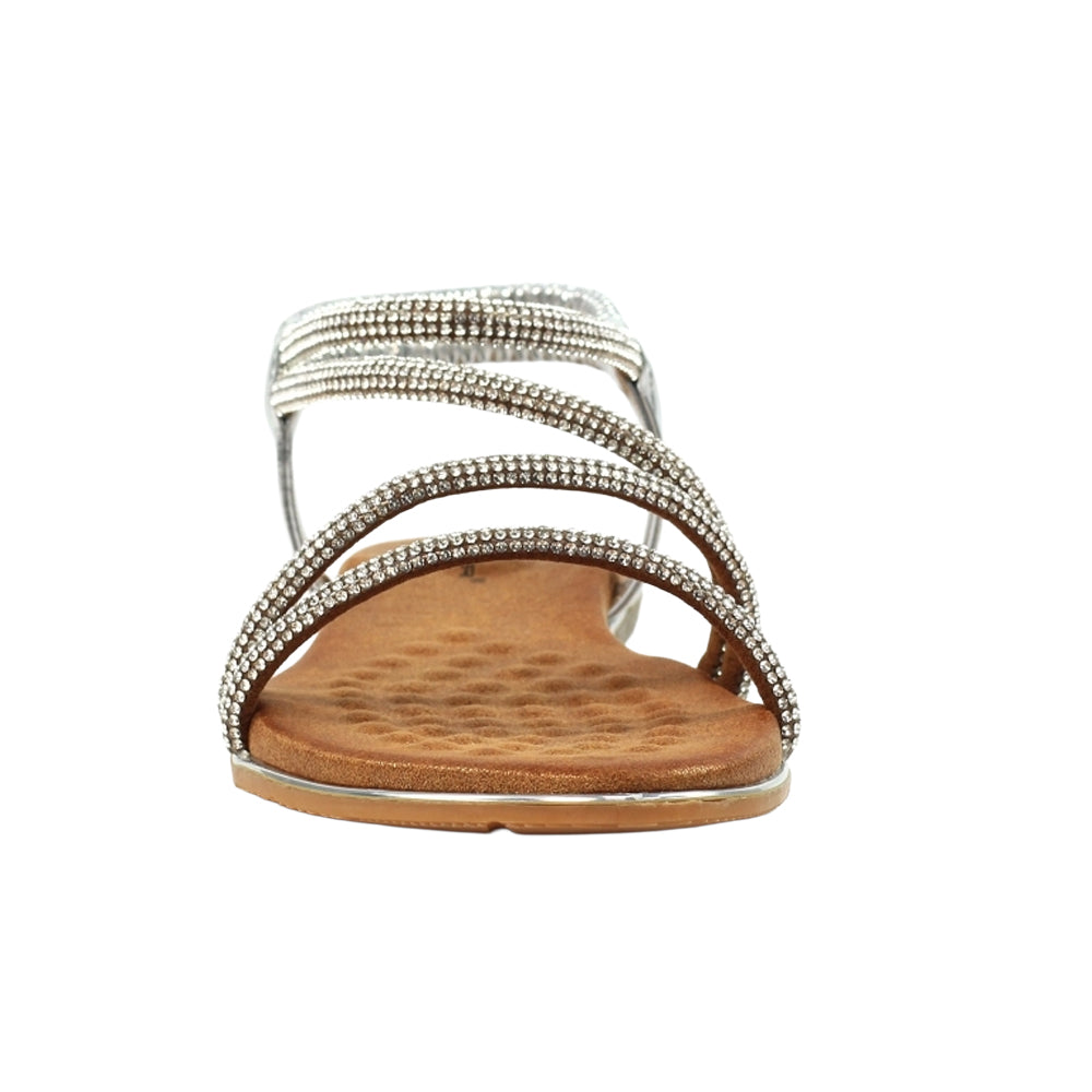 Silver - Pack Shot - Lunar Womens-Ladies Cortez Sandals