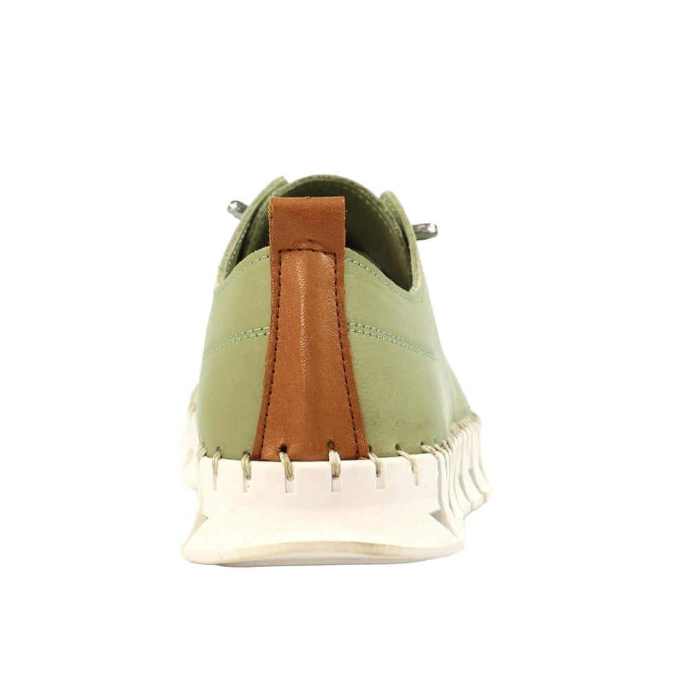 Green - Back - Lunar Womens-Ladies St Austell Leather Plimsolls
