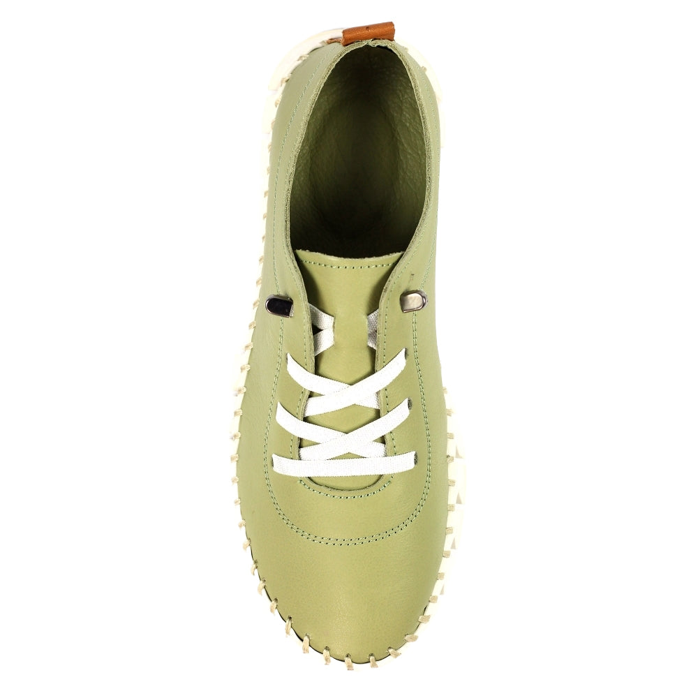 Green - Lifestyle - Lunar Womens-Ladies St Austell Leather Plimsolls