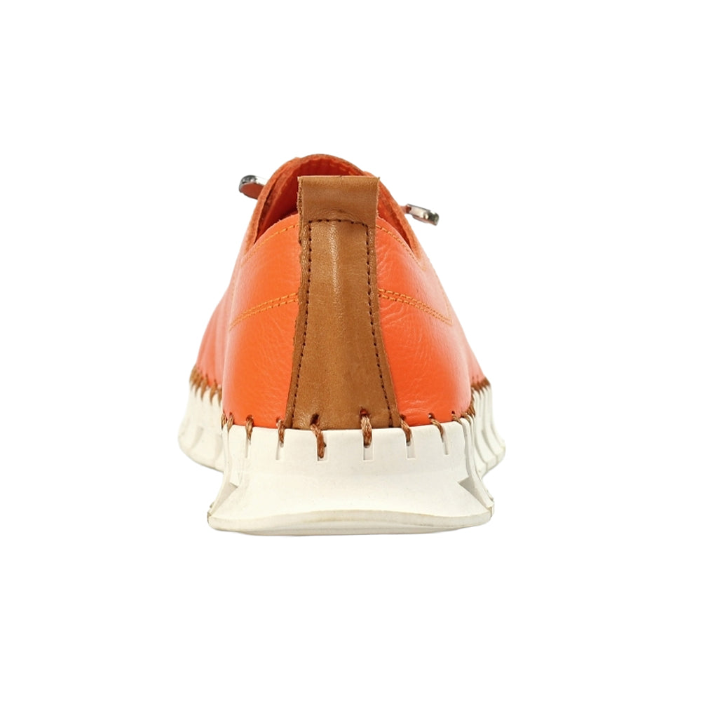 Orange - Back - Lunar Womens-Ladies St Austell Leather Plimsolls