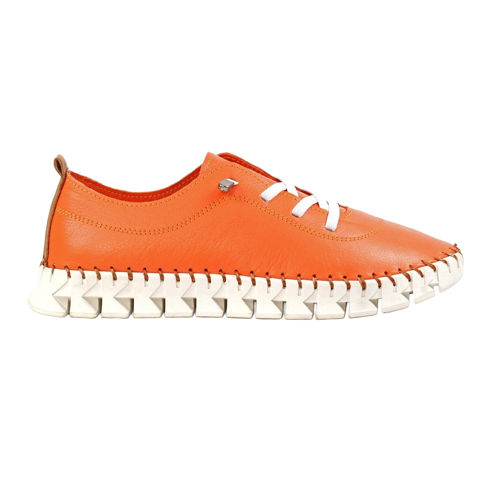 Orange - Lifestyle - Lunar Womens-Ladies St Austell Leather Plimsolls
