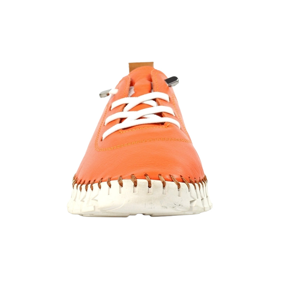 Orange - Pack Shot - Lunar Womens-Ladies St Austell Leather Plimsolls
