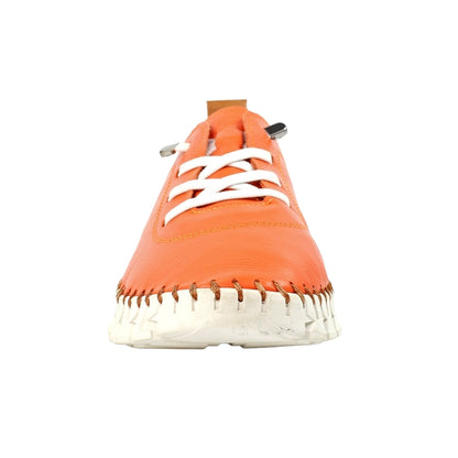 Orange - Pack Shot - Lunar Womens-Ladies St Austell Leather Plimsolls