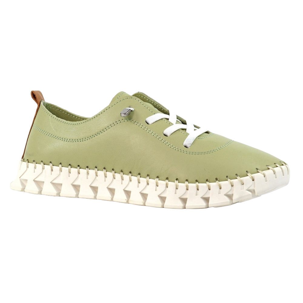 Green - Front - Lunar Womens-Ladies St Austell Leather Plimsolls