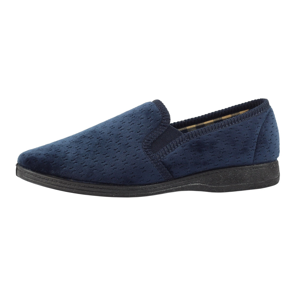 Navy - Side - Lazy Dogz Mens Tamar II Slippers