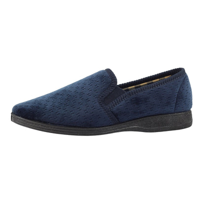 Navy - Side - Lazy Dogz Mens Tamar II Slippers