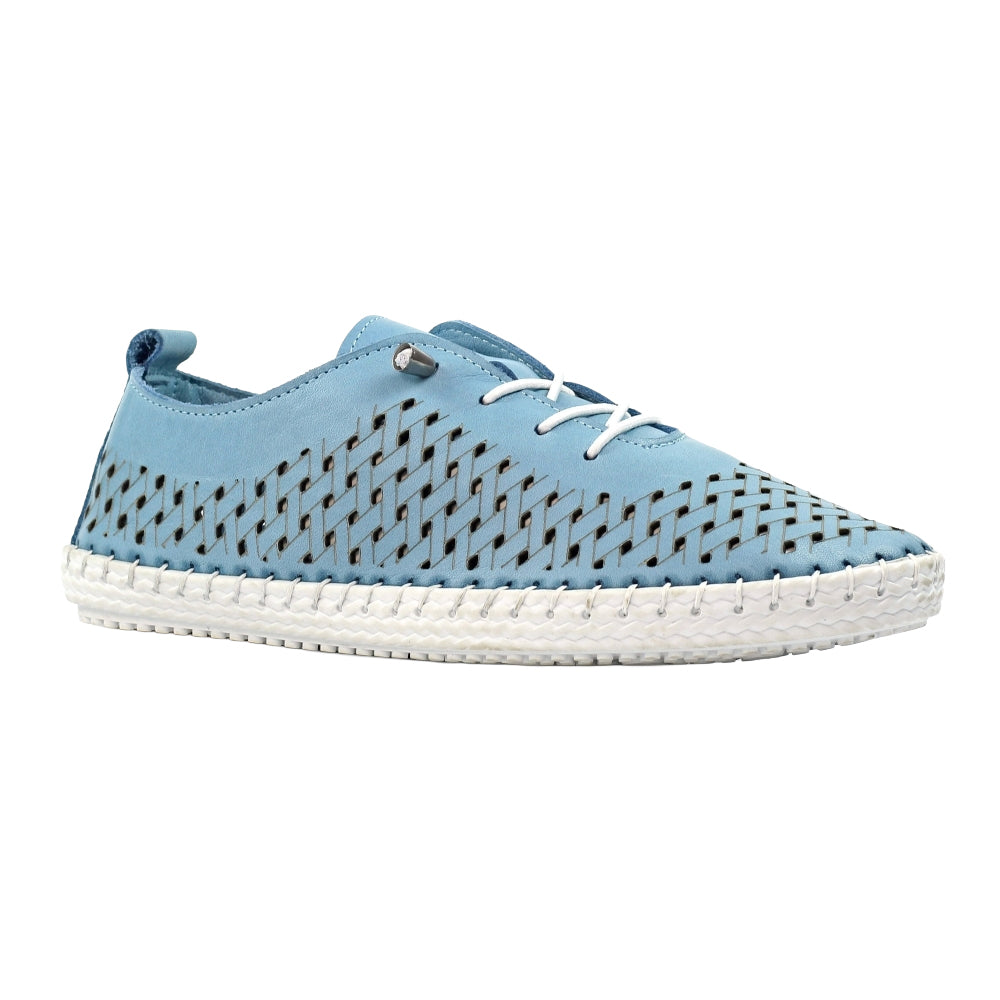 Mid Blue - Front - Lunar Womens-Ladies Bonbon Leather Plimsolls