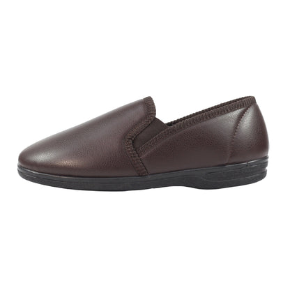 Brown - Side - Lazy Dogz Mens Trent II Slippers