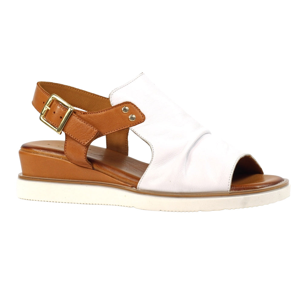 White - Front - Lunar Womens-Ladies Steffi Leather Wedge Sandals