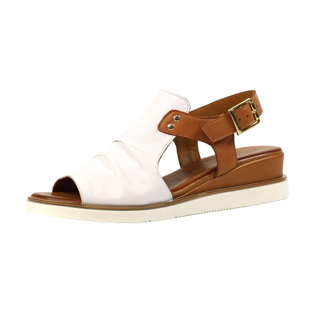 White - Side - Lunar Womens-Ladies Steffi Leather Wedge Sandals