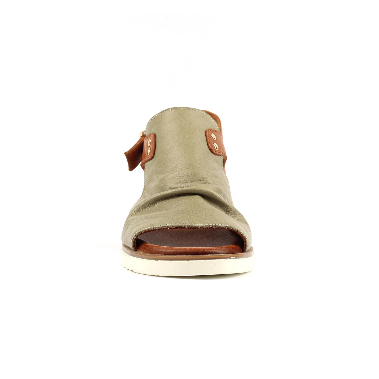 Khaki Green - Side - Lunar Womens-Ladies Steffi Leather Wedge Sandals