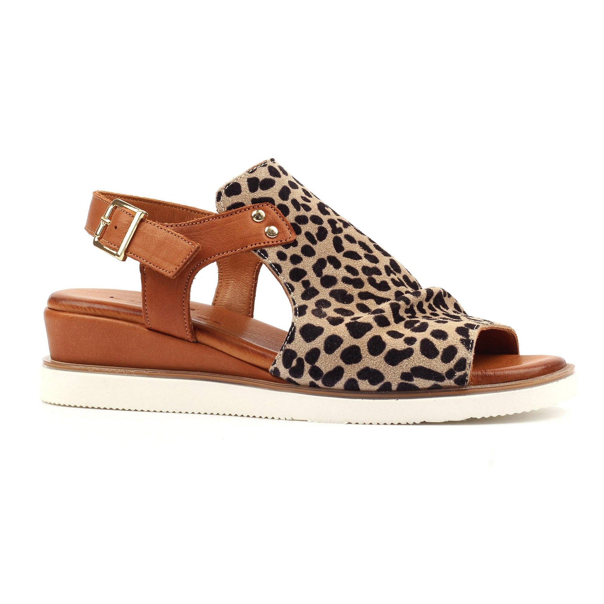 Ocelot - Front - Lunar Womens-Ladies Steffi Leather Wedge Sandals