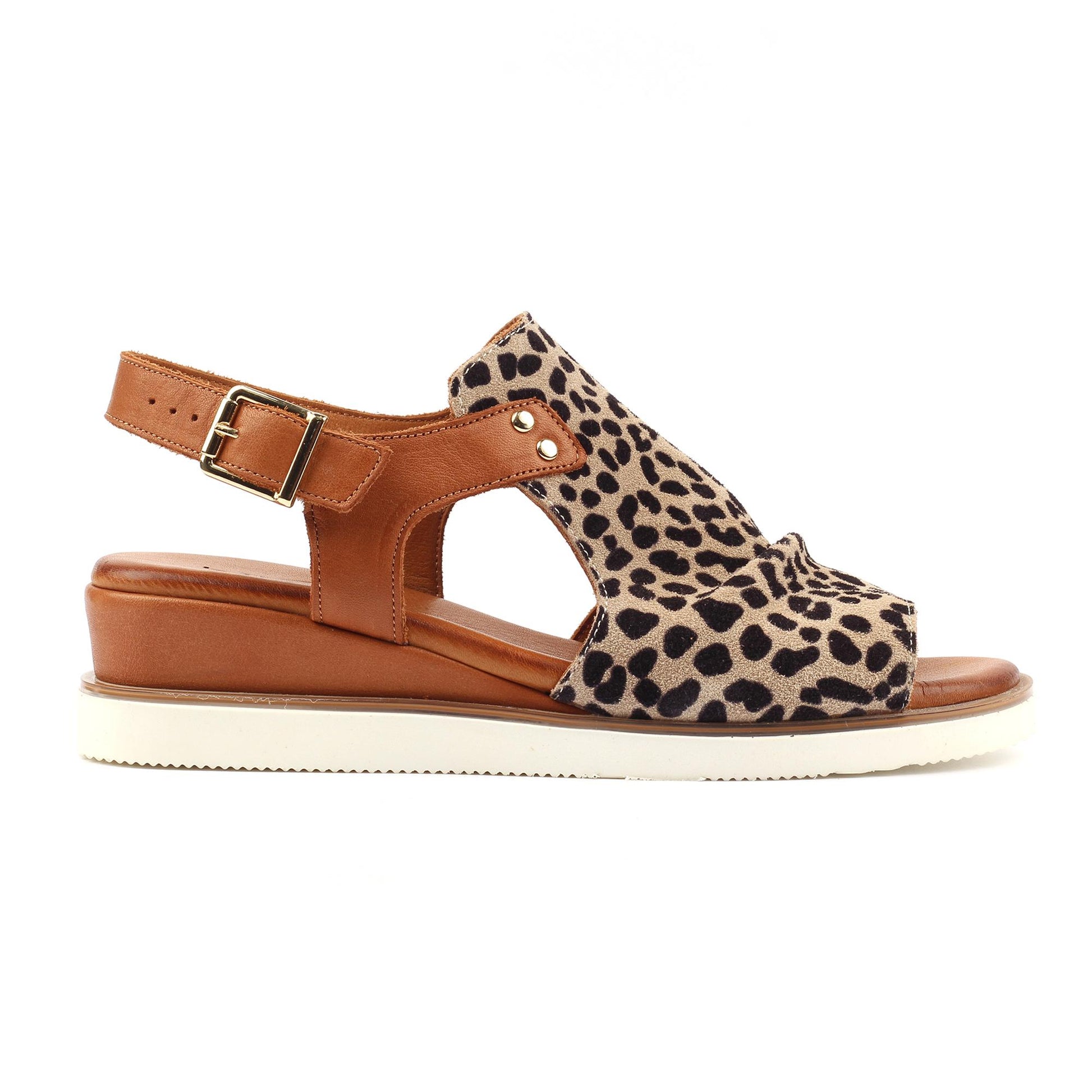 Ocelot - Back - Lunar Womens-Ladies Steffi Leather Wedge Sandals