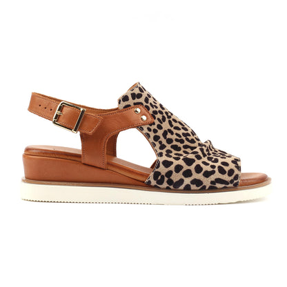 Ocelot - Back - Lunar Womens-Ladies Steffi Leather Wedge Sandals