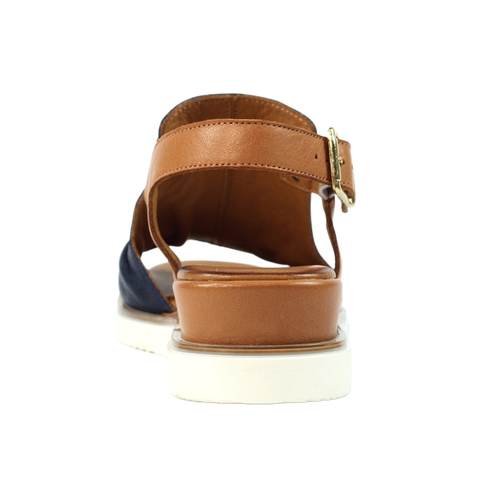 Navy - Back - Lunar Womens-Ladies Steffi Leather Wedge Sandals