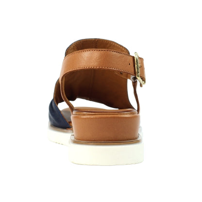 Navy - Back - Lunar Womens-Ladies Steffi Leather Wedge Sandals