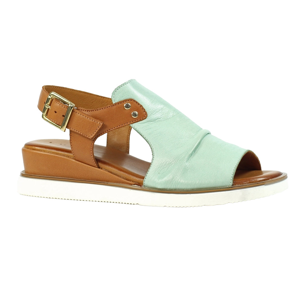 Mint - Front - Lunar Womens-Ladies Steffi Leather Wedge Sandals