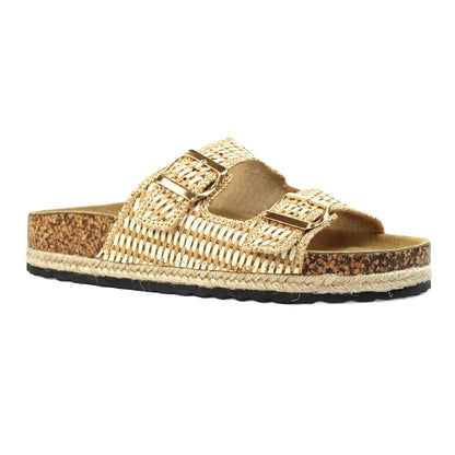 Natural - Front - Lunar Womens-Ladies Bijou Sandals